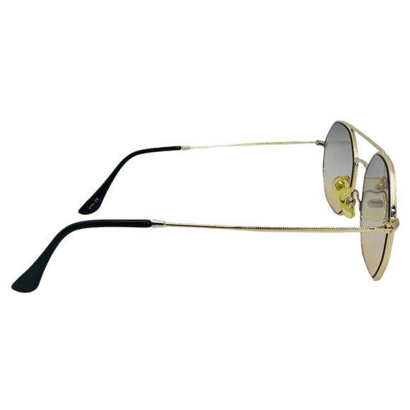 6105 | Tan Two Tone Hexagon Sunglasses - Picture 3 of 5